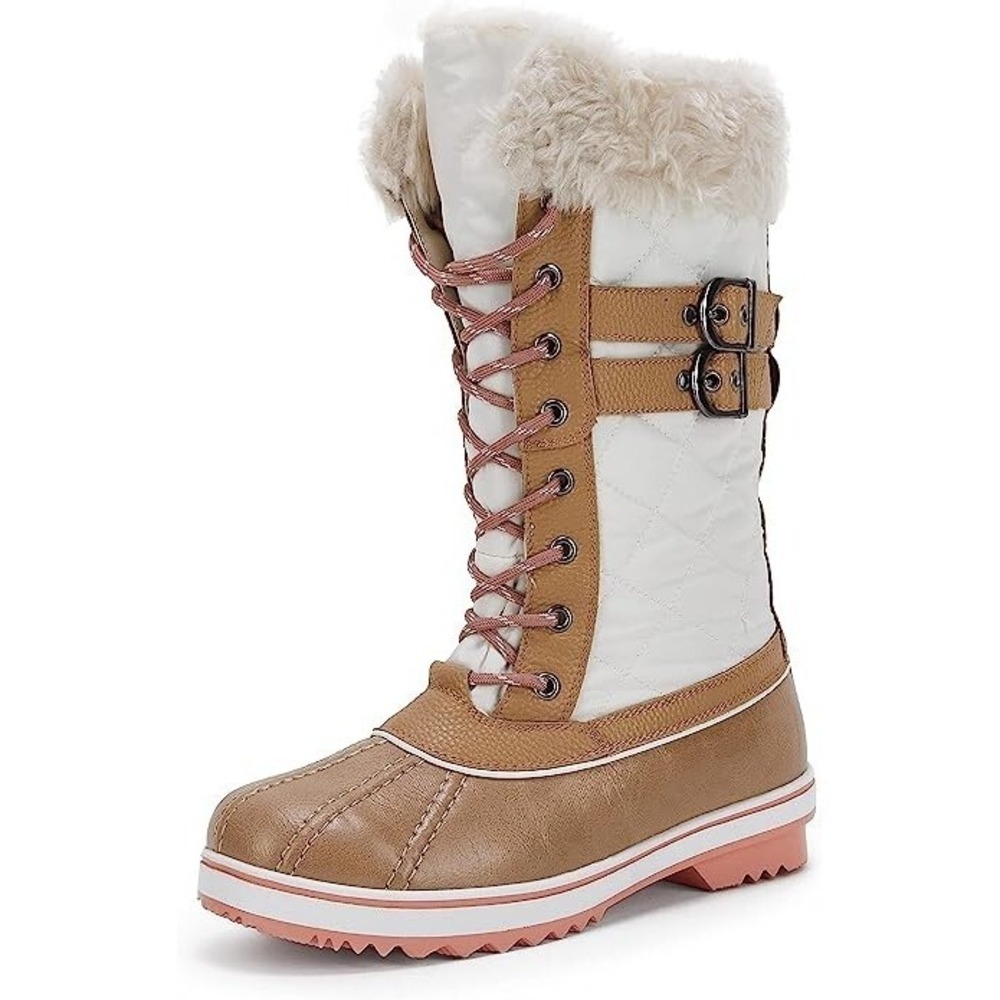 Women Waterproof Mid Calf Faux Fur Lined Zip Up Warm Snow Boots Insulated SZ 11